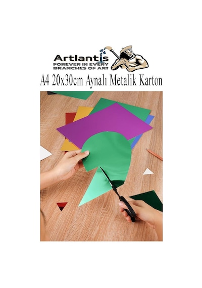 Metalik Aynalı Fon Kartonu A4 10 Renk 20x30 Cm 1 Paket Okul Sınıf Dekoratif Pırıltılı Folyo Kağıt Çok Renkli