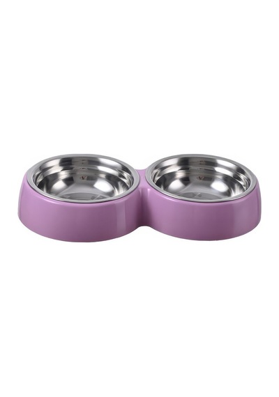 600 Ml Çelik Kaplı Ve Plastik Mor Kaymaz Taban Kedi Köpek Mama Ve Su Kabı Mt283mr