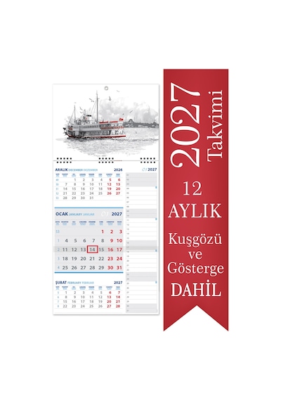 2027 Memo Gemici Takvimi Denizci Duvar Takvimi 27.5 x 60.5 CM