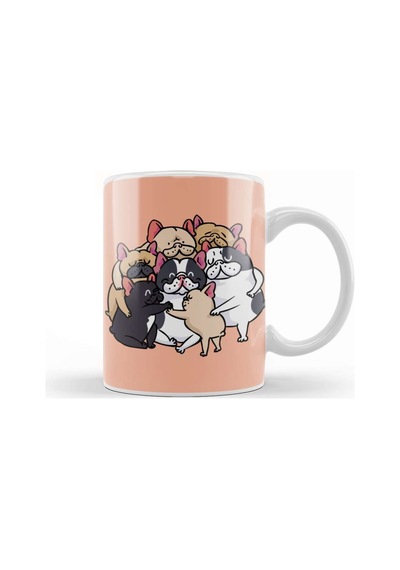 French Bulldogs Group Hug Kupa Bardak Porselen Karışık