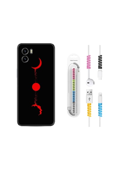 Vivo Y15S Kılıf Kablo Koruyuculu Red Moon 1710