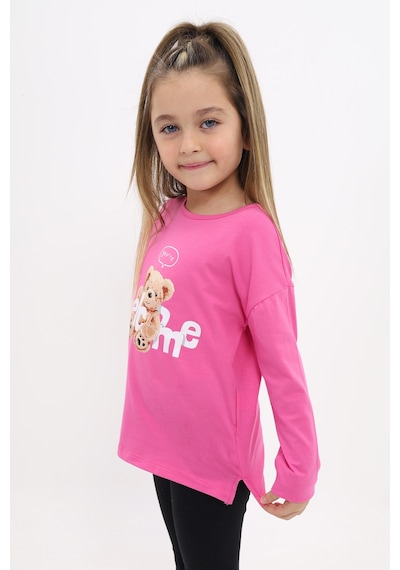 Toontoy Kids Toontoy Kız Çocuk Welcome Ayı Baskılı Tişört Fuşya