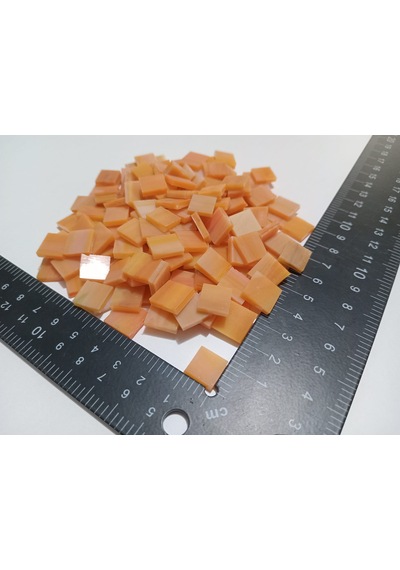 Açık Turuncu Kare Vitray Cam Mozaik Taşı - Sanatsal Mozaik İçin Yaklaşık 10 X 10 Mm