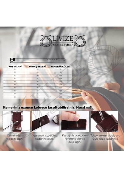 Livze %100 Hakiki Manda Deri Klasik Erkek Kemeri 4 Cm Kahverengi