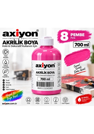 Axiyon Art Akrilik Boya 700 Ml Pembe Su Bazlı Hobi Ve Dekoratif Boya Genel