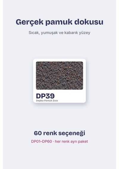 Depka Pamuk Sıva Dp39 2 Kg 7-8 M² İpek Sıva Alternatifi Isı Ve Ses Yalıtımlı Dekoratif Sıva