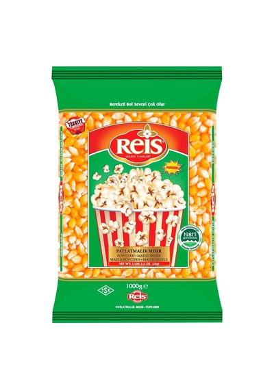 Reis Cin Mısır 1 Kg - Yüksek Patlama Oranlı Patlamış Mısır 5'li Avantaj Paketi - 5 Adet Tarı