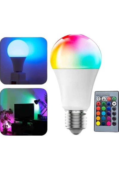 Akıllı Rgb Led Ampul Led Uzaktan Kumandalı Renk Değiştiren Ampul Mh-hs9782-4662 Mavi