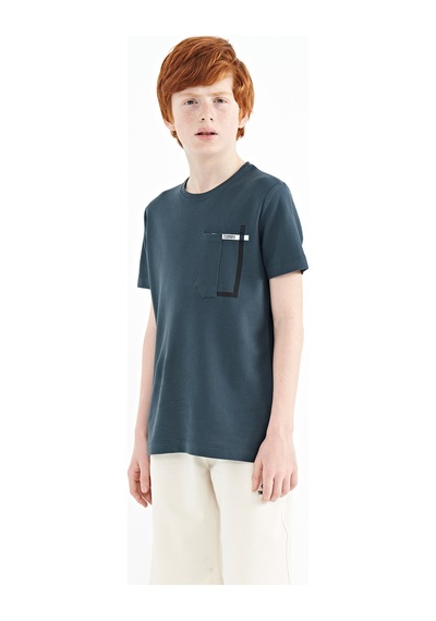 Tommylife Tommy Life Orman Yeşili Cep Detaylı O Yaka Standart Kalıp Erkek Çocuk T-shirt - 11120 Yeşil