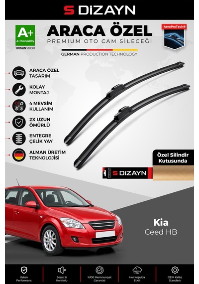 S-dizayn Kia Ceed Hb Ön Cam Silecek Seti 2006-2009 Premium Araca Özel 60-45 Cm A+ Kalite