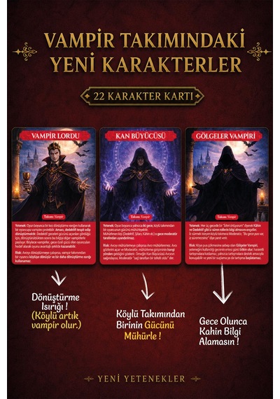 Molfy Vampir Köylü Avcı Kutu Oyunu - Geliştirilmiş Rol Yapma Ve Parti Kart Oyunu, 4-8 Oyuncu, 13+ Yaş, Aile Ve Arkadaş Grubu Eğlence Seti, Ev Partisi İçin Strateji Ve Hediye Kartları