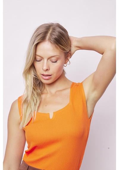 Jument Kadın Likralı Esnek Triko Kare Yaka Kaşkorse Body Bluz-oranj Oranj