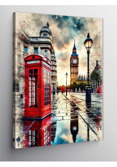Kanvas Tablo Big Ben Ve Telefon Kulübesi, 50 X 70 Cnvsdkey139158