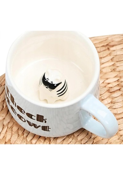 Mukko Home 3d Kedi Figürlü Porselen Kupa Eğlenceli Yazılı Ve Sürprizli Tasarım, 350 Ml,mavi Diğer