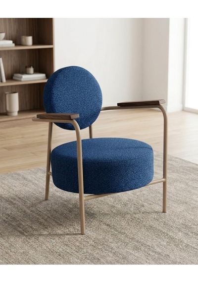 Venüs Tekli Koltuk Soft Kumaş Ofis Bekleme Koltuğu Berjer Metal Cappuccino Renk İskeletli - Mavi