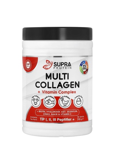 Multi Kolajen + Multi Vitamin Toz Formül 5 Tip Kolajen Ve Vitamin Kompleksi Biotin, Selenyum, Çinko, Hyaluronik Asit