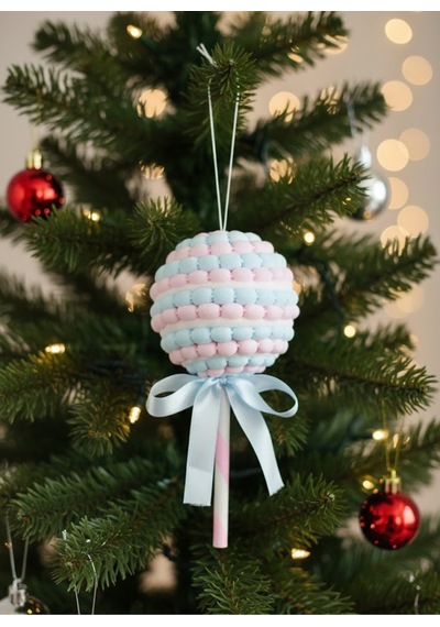 Yılbaşı Süsü Candy Çubuklu Şeker, Mavi Ve Pembe, 28 Cm, Renkli Ve Eğlenceli