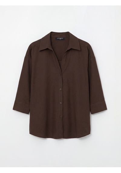 Lcw Comfort Kahverengi Oversize Kadın Gömlek