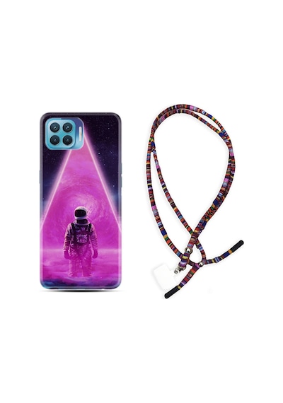 Oppo Reno 4 Lite Kılıf Rasta Boyun Askılı Astro Purple 1890