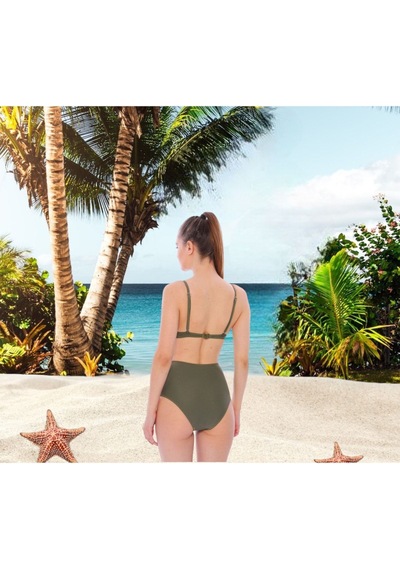 Shopiolog Kadın Volanlı Fraset Renkli Bikini Lacivert - Siyah