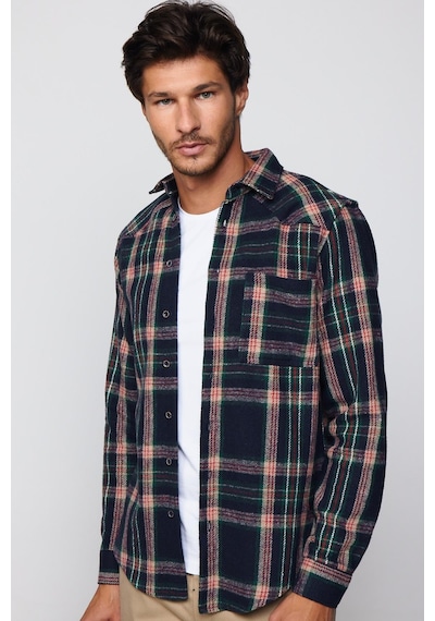 Tudors Slim Fit Dar Kesim Tek Cep Kareli Oduncu Erkek Gömlek-29598-multi Çok Renkli