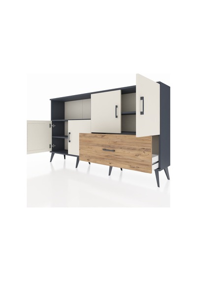 Arges Konsol 4 Raflı Tek Çekmeceli 4 Kapaklı 176x30x99 Antrasit-a Antrasit-aytaşı/çam Arges Konsol 4 Raflı Tek Çekmeceli 4 Kapaklı 176x30x99 Antrasit-a Antrasit-aytaşı/çam