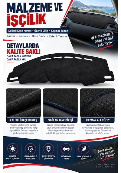 Trobus Volvo S60 2011-2017 3d Torpido Koruma Kılıfı - Siyah Biye