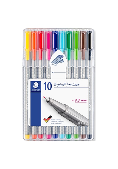 Staedtler 334 Sb10 Triplus Üçgen Fineliner 0.3 Mm 10'lu Set