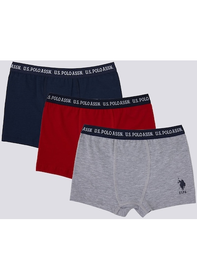 U.S. Polo Assn. Stripped Erkek Çocuk 3lü Boxer 5274-32000 Lacivert