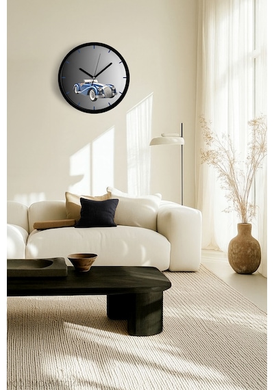 Retro Klasik Araba Modern Duvar Saati - 25cm - Önü Camlı Siyah Kasa - Sessiz Mekanizma-jh1043 Siyah