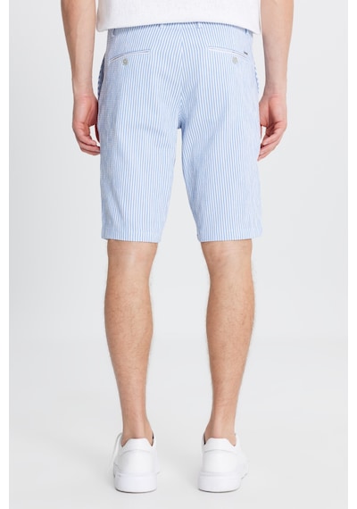 AC&Co / Altınyıldız Classics Erkek Beyaz Mavı Slim Fit Dar Kesim Yan Cepli Gofre Desenli Şort Beyaz Mavı Beyaz - Mavi