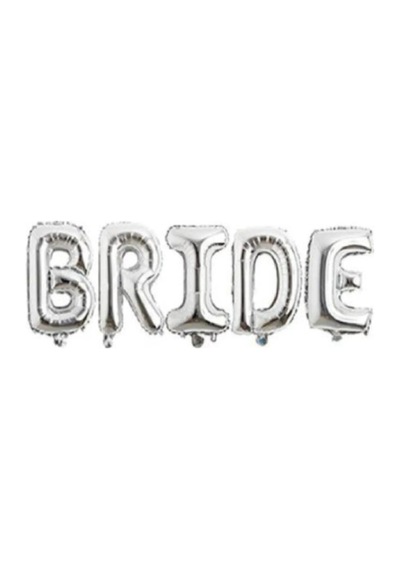Gümüş Renkli Bride 100 Cm Büyük Boy Folyo Balon Seti