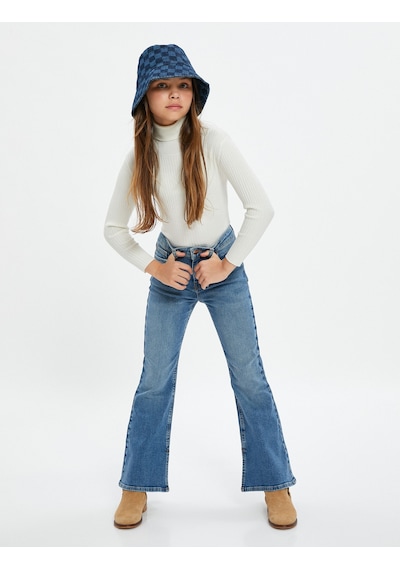 Koton Bol Paça Kot Pantolon Pamuklu - Wide Leg Jean Orta İndigo 4wkg40013ad İndigo