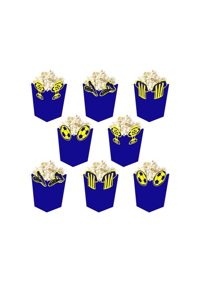 3d Sarı Lacivert Taraftar Temalı Popcorn Mısır Kutusu 8 Li Paket