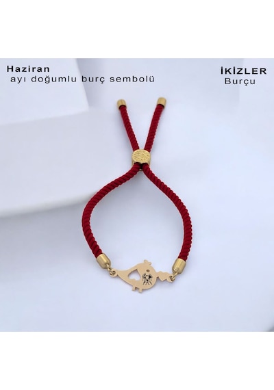 Archin İkizler Burçlarına 14 Ayar Altın Plakalı Minik Kuş Motifli Kırmızı Örgülü Hediye Bileklik-363burç İkizler Archin İkizler Burçlarına 14 Ayar Altın Plakalı Minik Kuş Motifli Kırmızı Örgülü Hediye Bileklik-363burç İkizler