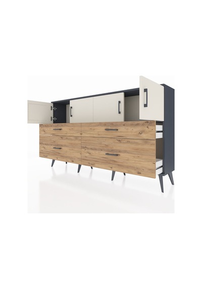 Arges Konsol 2 Raflı 4 Çekmeceli 4 Kapaklı 176x30x99 Antrasit-ayt Antrasit-aytaşı/çam Arges Konsol 2 Raflı 4 Çekmeceli 4 Kapaklı 176x30x99 Antrasit-ayt Antrasit-aytaşı/çam