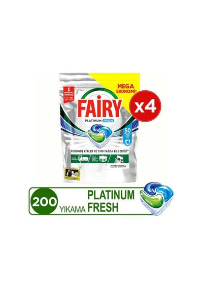 Platinum Fresh Bulaşık Makinesi Kapsülü 50 Yıkama X4 200 Adet
