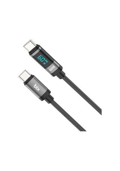 Bix BX06CC Type-C to Type-C 60 W Dijital Ekranlı Şarj Data Kablosu