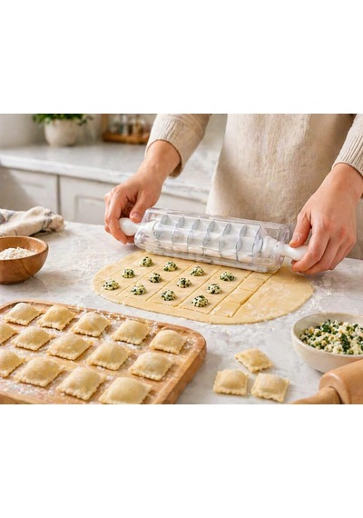 Kare Mantı Kesme Aparatı Hamur Kesici Merdane Çoklu 7 Bıçaklı Hamur Bölücü Mantı Ravioli Erişte Kesici Mutfak