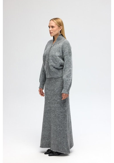 Mai Collection Mai Studios Co. Eskara Fermuarlı Gri Triko Hırka Çok Renkli