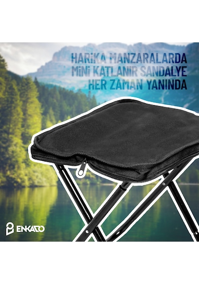 Ultra Hafif El Çantası Boyutunda Katlanır Kamp Sandalyesi Portatif Taşınabilir Piknik Sandalyesi Siyah