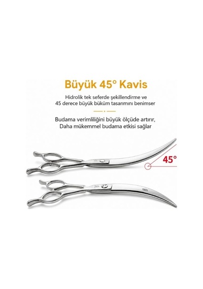 Fenice 45 Kavisli Köpek Makası 7.5 İnç Profesyonel Pet Grooming