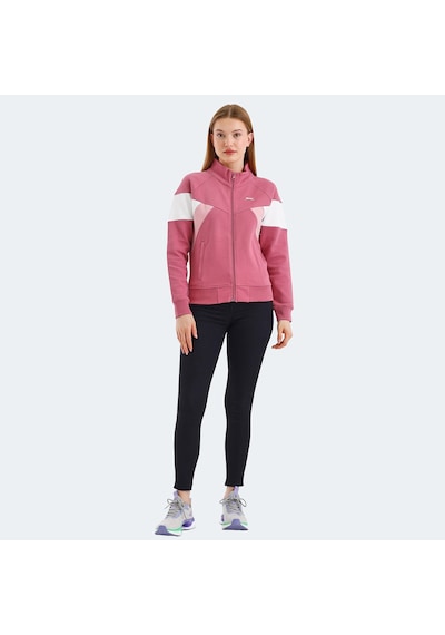 Slazenger VICTORY Kadın Fermuarlı Dik Yaka Cepli Gül Sweatshirt