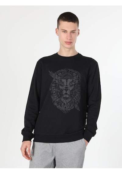 Colin's Colins Regular Fit Baskılı Siyah Erkek Sweatshirt 001