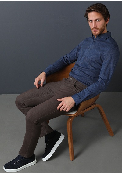 Ramsey Vizon Düz Dokuma Slim Fit Casual Pamuk Karışımlı Pantolon Ramsey Vizon Düz Dokuma Slim Fit Casual Pamuk Karışımlı Pantolon