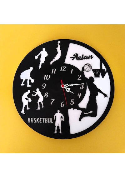 Basketbol Severler İçin Modern Duvar Saati Şık Ve Kalite Bir Arada No:1078 Beyaz