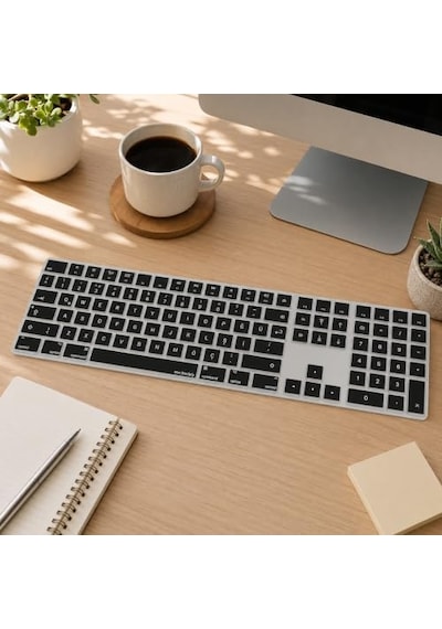 Apple Magic Keyboard 2 A1843 Numerik Türkçe Q Klavye Koruyucu Us Ansı Enter Uyumu Ile Türkçe Yapma Kaplama Ultra İnce Silikon Keyboard Cover Toz Ve Sıvı Koruma Siyah