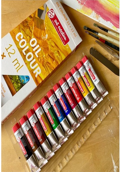 Talens 12 Renk Yağlı Boya 1 Paket Art Creation Oil Colour 12x12ml Yağlı Boya Seti Canlı Renkler Tuval Resim Çok Renkli