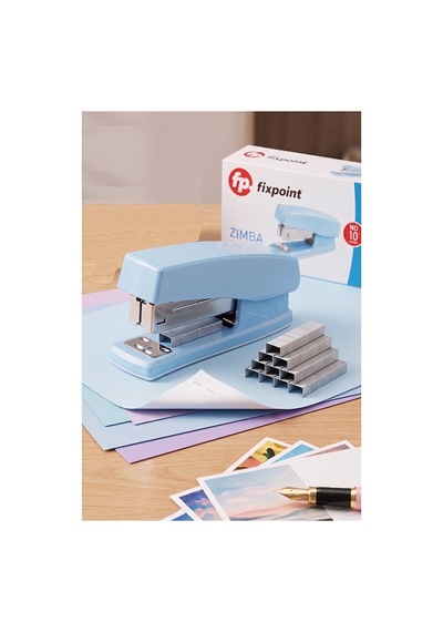 Açık Mavi Zımba Makinesi No:10 1 Adet Fixpoint P-4499 Pastel Renkler Küçük Zımba Makinası Ve Teli 15 20 Sayfa Ofis Büro