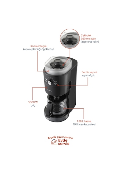 Grundig FK 7110 D Öğütücülü Filtre Kahve Makinesi